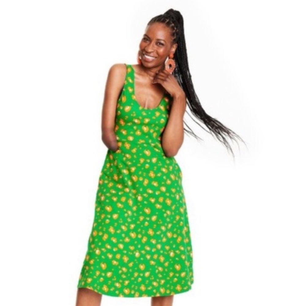 Tabitha Brown X Target Green Leopard Print Jersey-Knit Midi Dress Size XXS